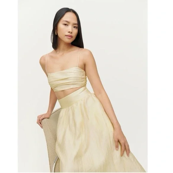 Reformation Carlow Two Piece in Buttercream, size 4, brand new, never worn. - Picture 2 of 16